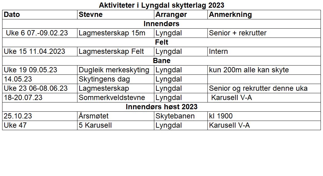 Terminliste for 2023 er publisert