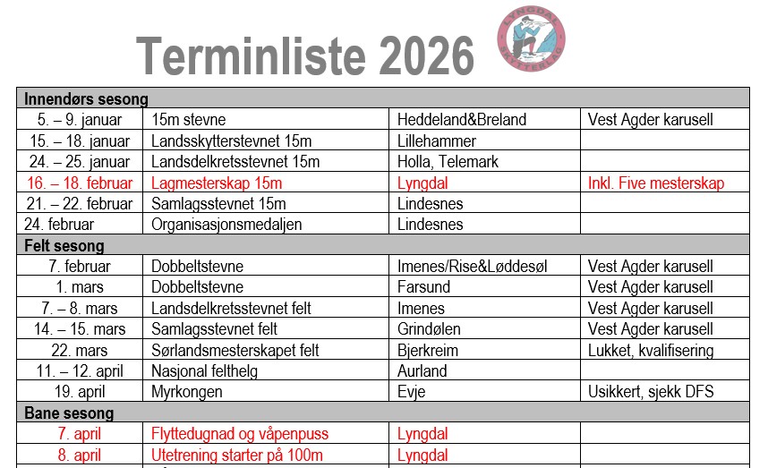 Sjekk siste versjon av terminlista og legg inn i kalenderen din